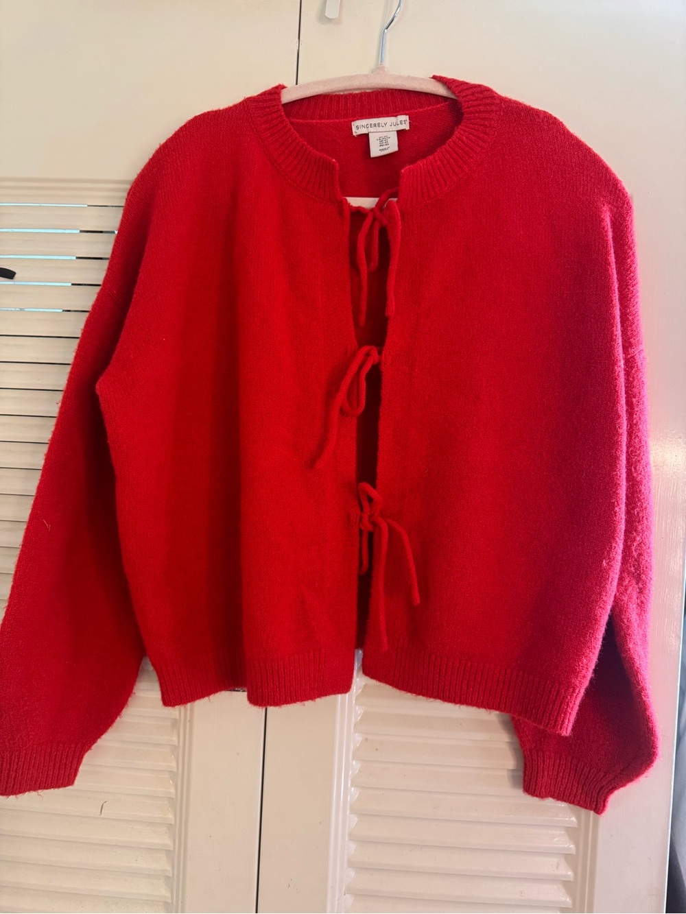 Sincerly Jules Bright Red Tie-Front Cardigan